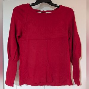 White House Black Market Sweater Womens XL Red Pullover Tie Bow Back Holiday